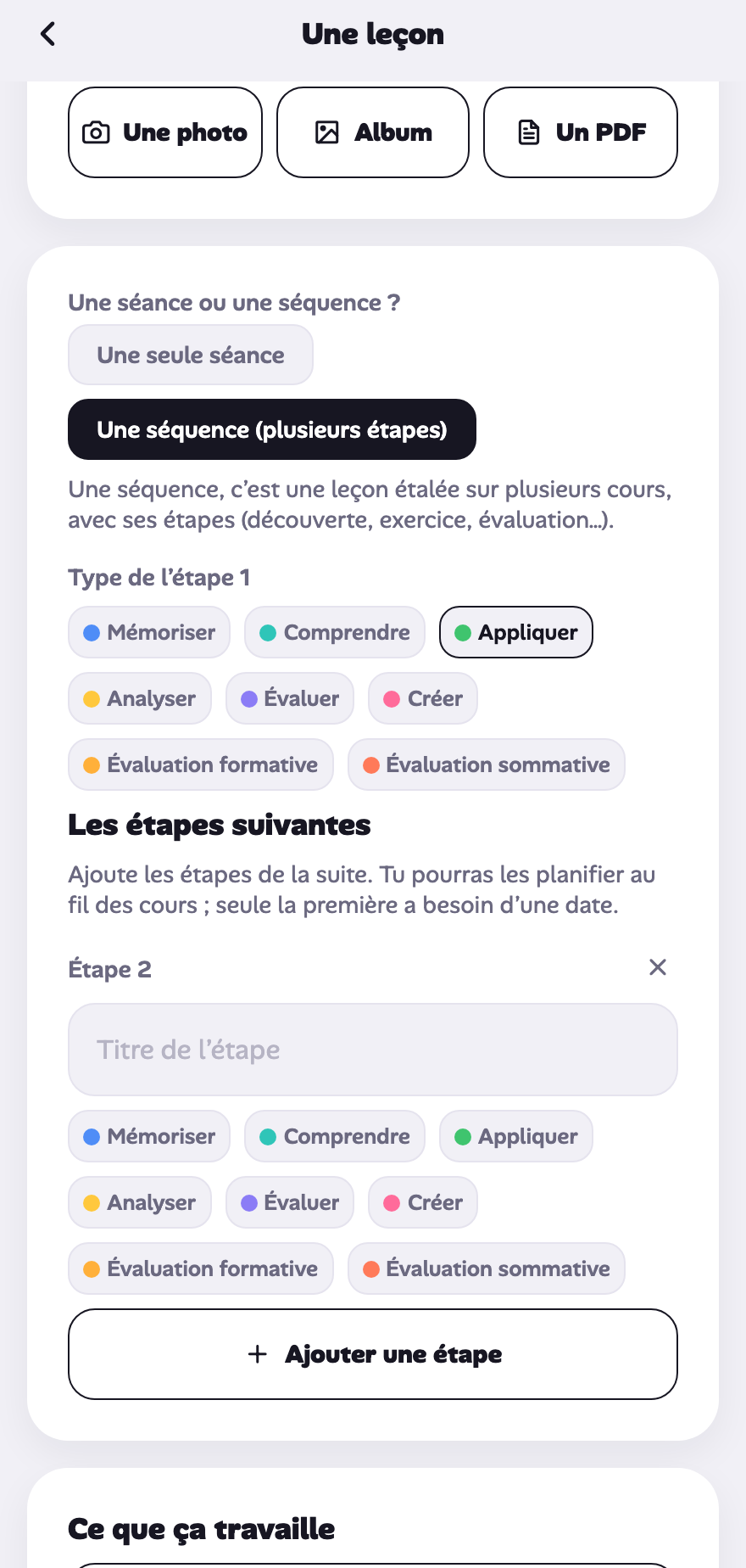 Capture auto : la date sur l'étape 1, les suivantes en attente.